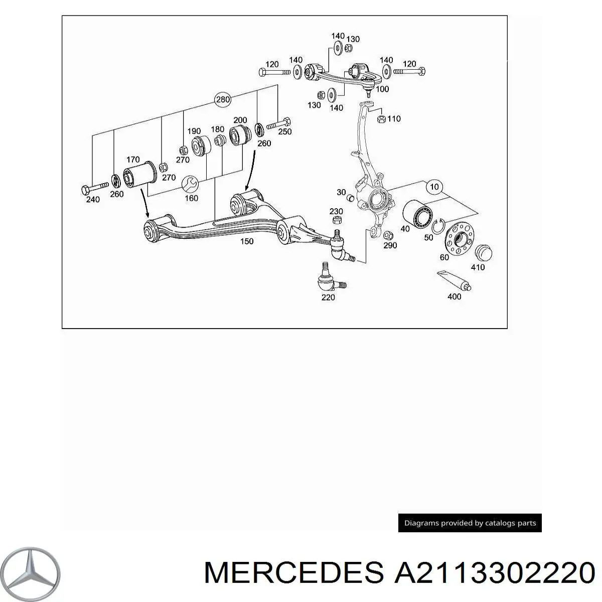 2113304920 Mercedes цапфа - поворотний кулак передній, лівий