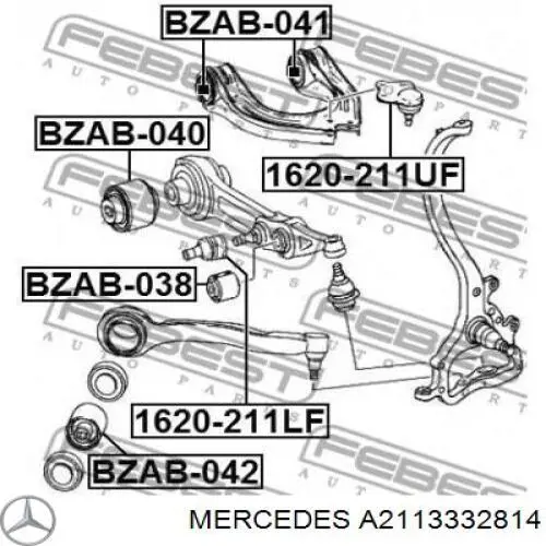 Сайлентблок нижнього важеля передньої підвіски Mercedes A2113332814 ціна, від 14.64 USD