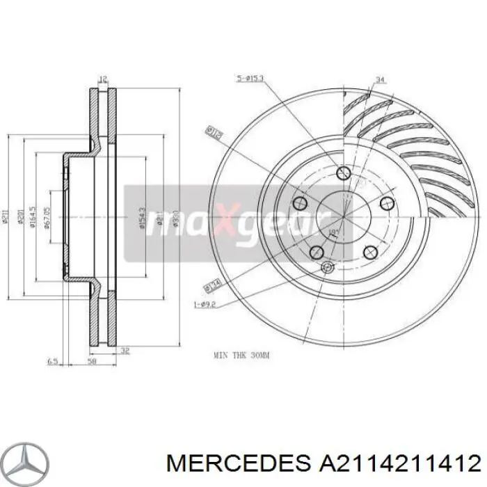 Купити A2114211412 Mercedes Ротор гальмівний