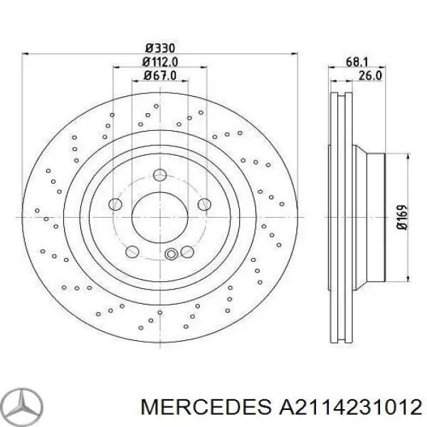 Купити A2114231012 Mercedes Диск заднього гальма