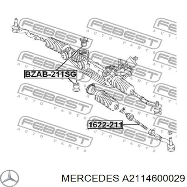 Сайлентблок кріплення рульової рейки Mercedes A2114600029 ціна, від 32.52 USD