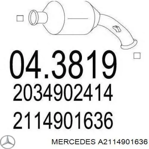 Купити A2114901636 Mercedes Перетворювач відпрацьованих газів
