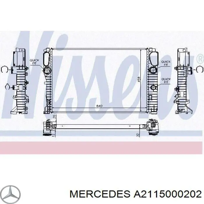 Купити A2115000202 Mercedes Радіатор двигуна