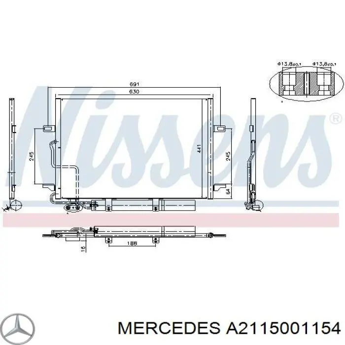 Конденсатор кондиціонера Mercedes A2115001154 ціна, від 38.01 USD