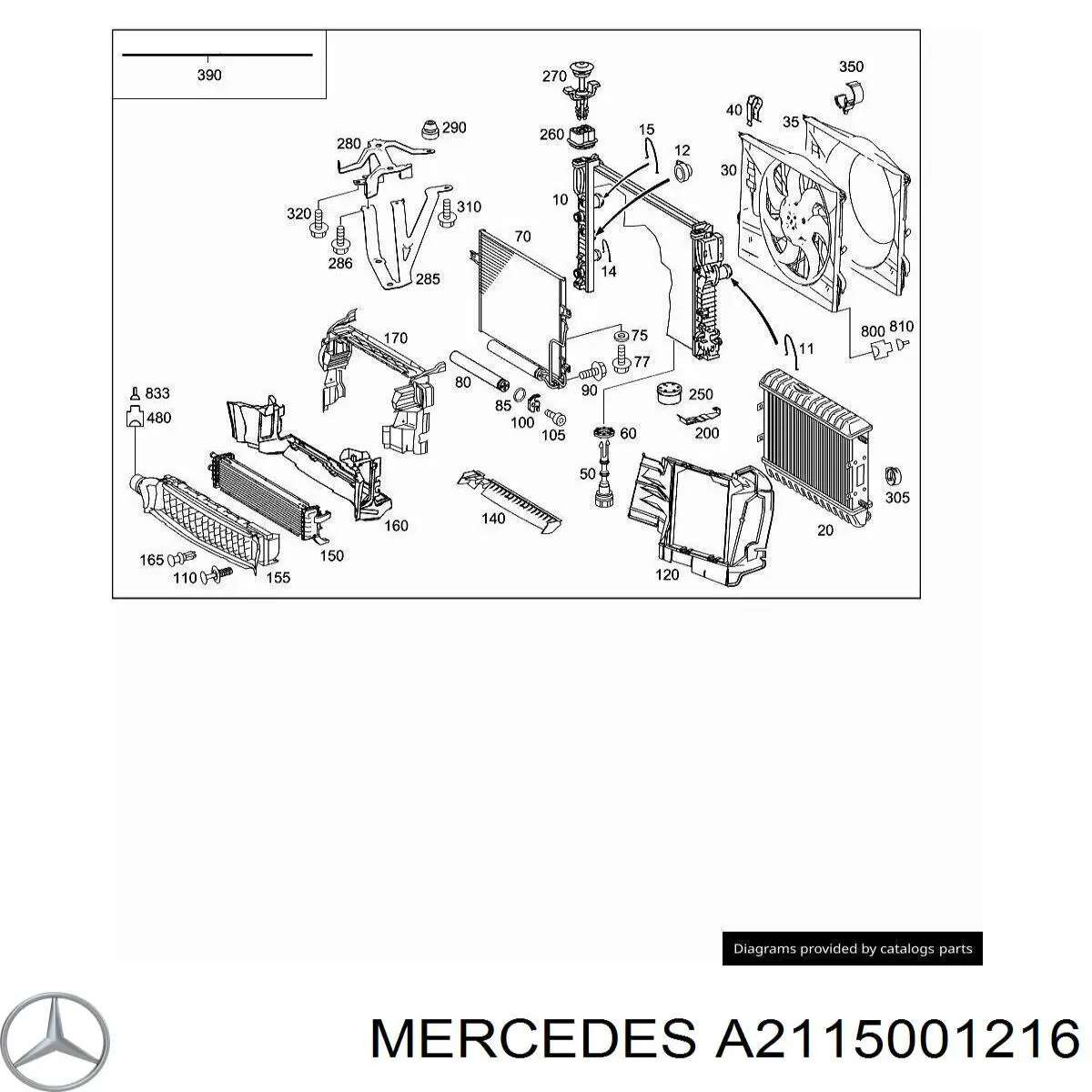A2115001216 Mercedes повітропровід радіатора