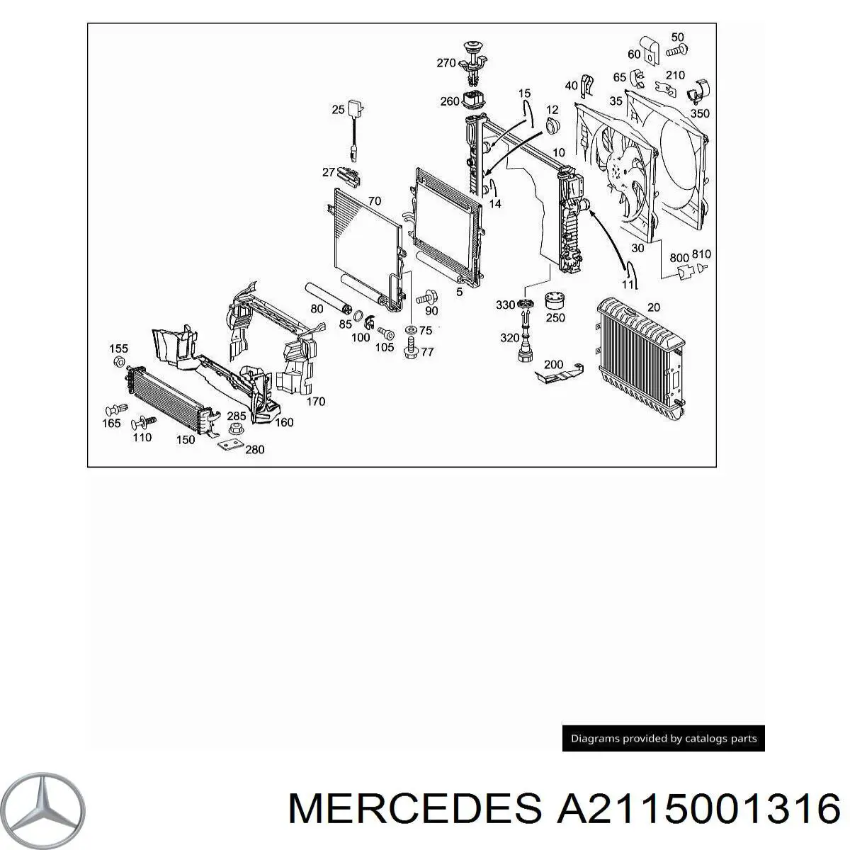 A2115001516 Mercedes повітропровід радіатора