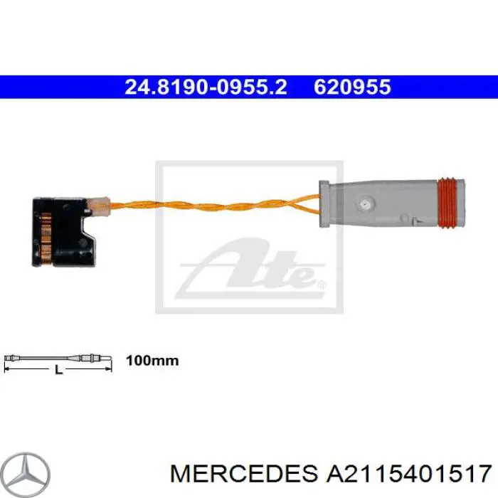 A2115401517 Mercedes Датчик зносу гальмівних колодок, передній лівий