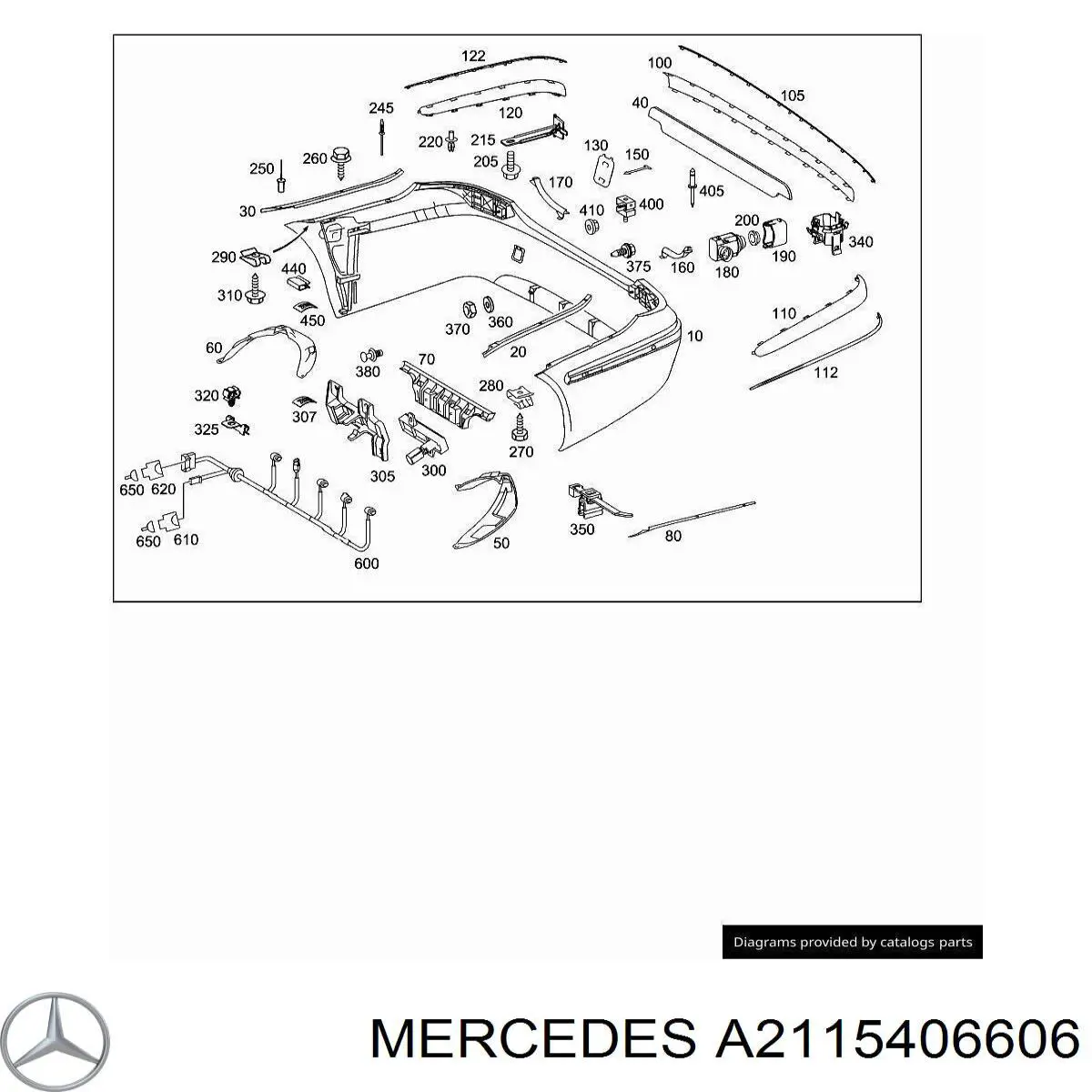 Купити A2115406606 Mercedes Кабель/дріт парктроника бампера, заднього