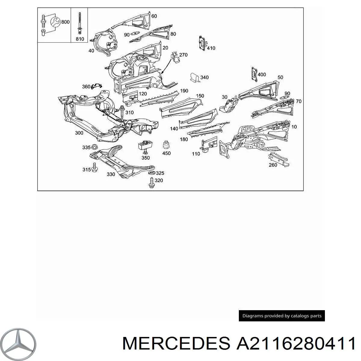 A2116280411 Mercedes Кронштейн кріплення рульової рейки