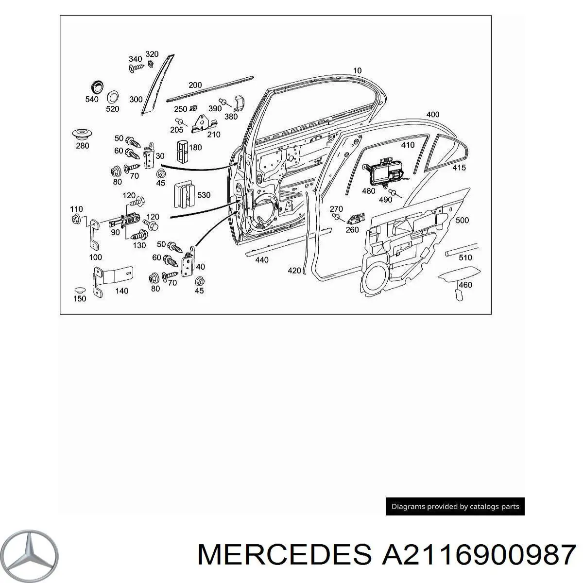 2116900987 Mercedes молдинг задніх лівих дверей