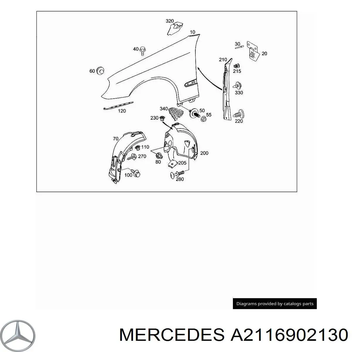 A2116902130 Mercedes Підкрилок переднього крила, лівий
