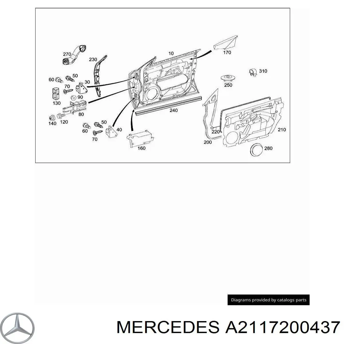 Петля передніх дверей, правої A2117200437 Mercedes