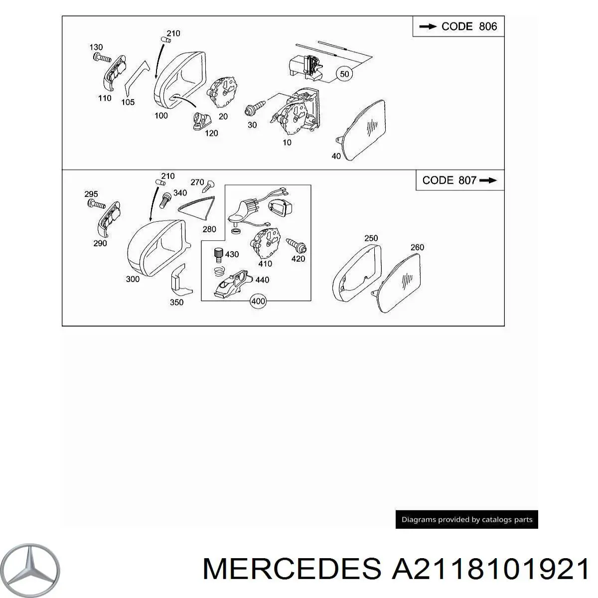 Дзеркальний елемент лівого дзеркала заднього виду Mercedes A2118101921 ціна, від 50.68 USD