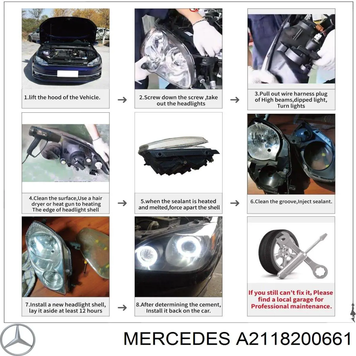 Основна фара - вставка Mercedes A2118200661 ціна, від 4.94 USD