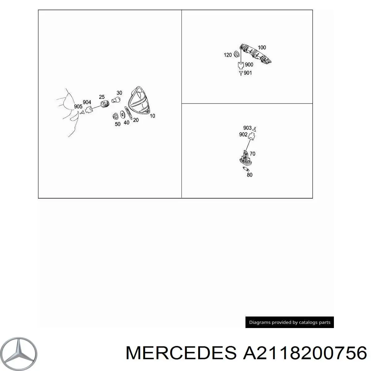 Купити A2118200756 Mercedes Ліхтар підсвічування заднього номерного знака