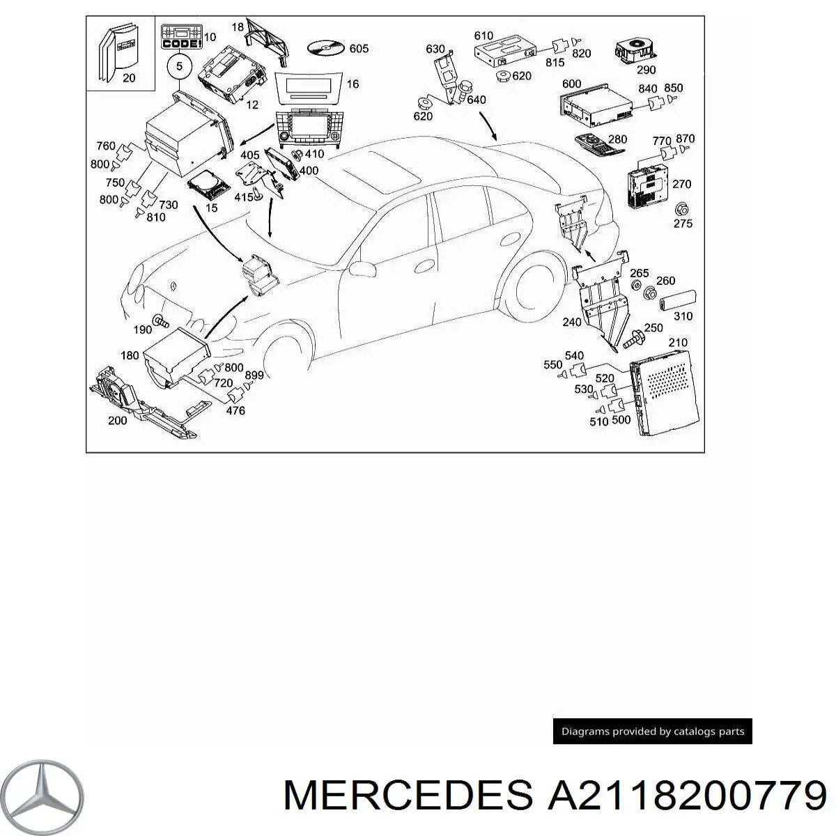 Магнітола (радіо AM/FM) Mercedes A2118200079 ціна, від 56.43 USD
