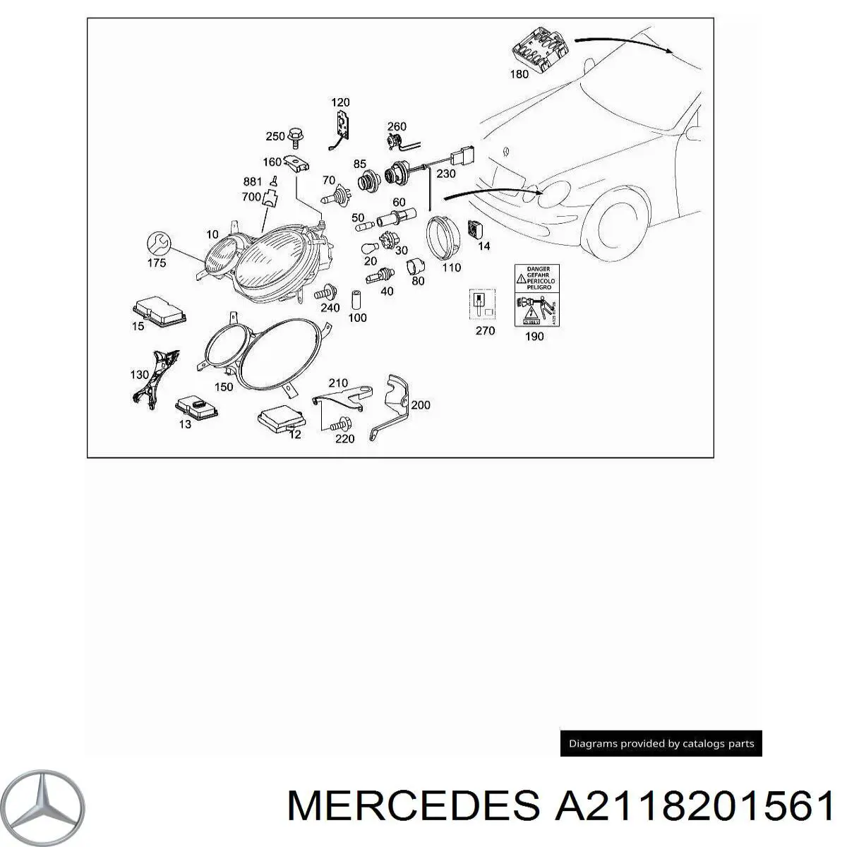 A211820156164 Mercedes фара ліва