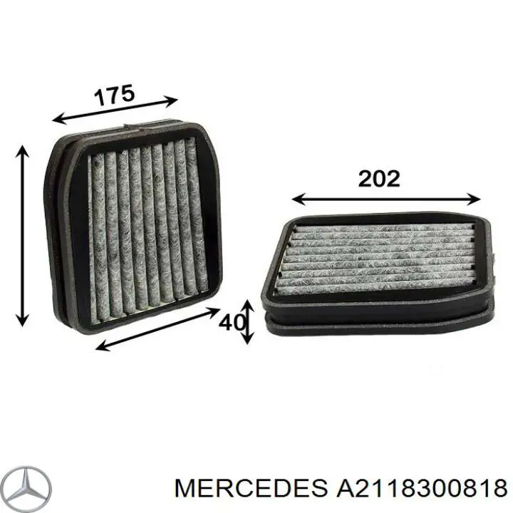 Фільтр повітряний обігрівача Mercedes A2118300818 ціна, від 52.16 USD