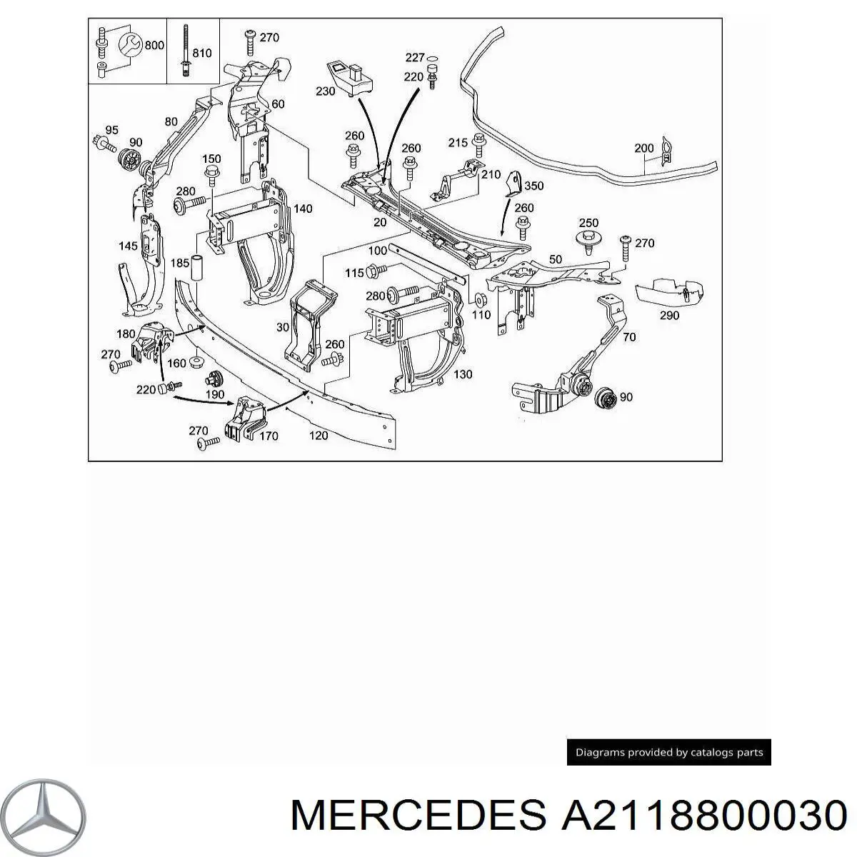 Купити A2118800030 Mercedes Кронштейн кріплення крила переднього, передній