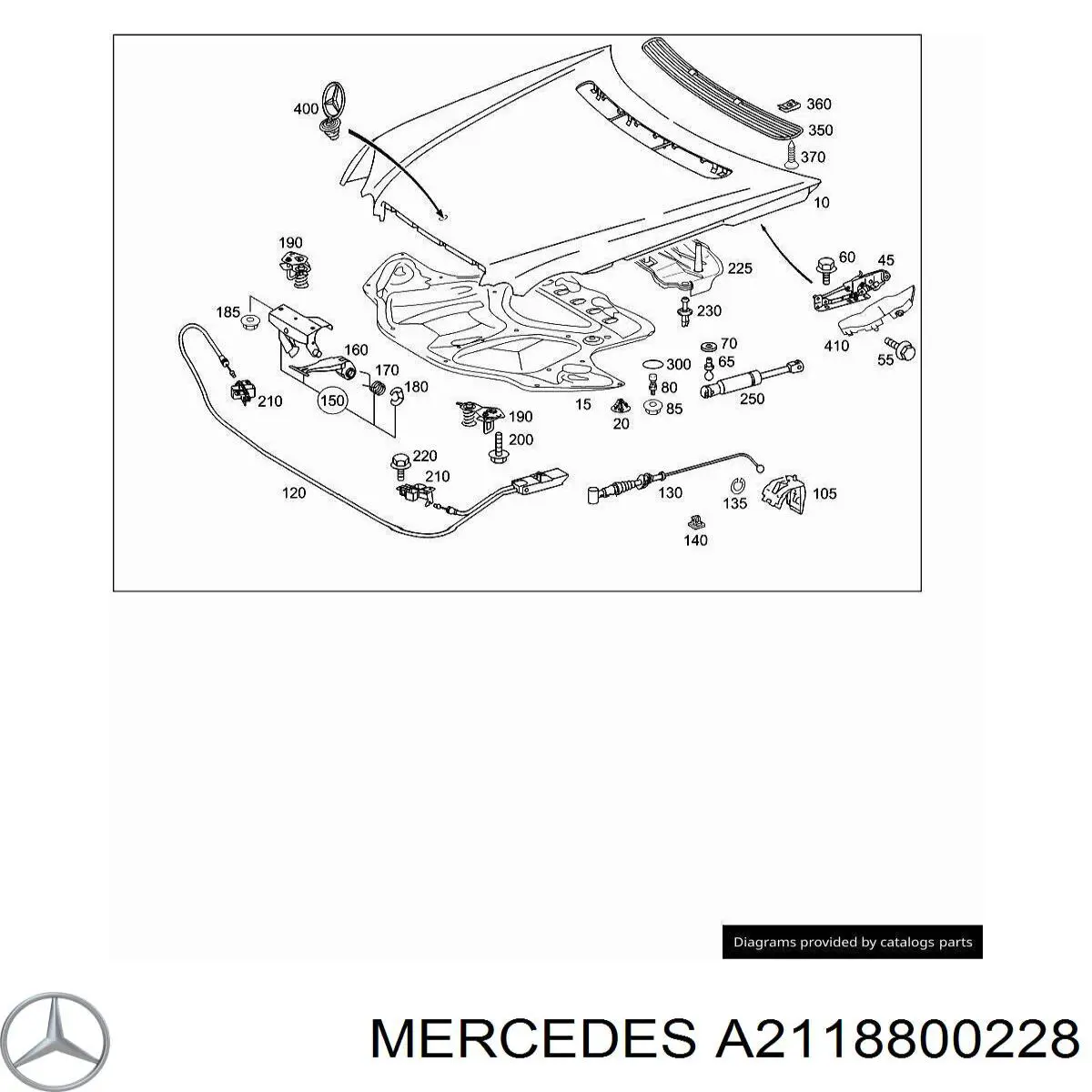 Купити A2118800228 Mercedes Шарнір капота правий