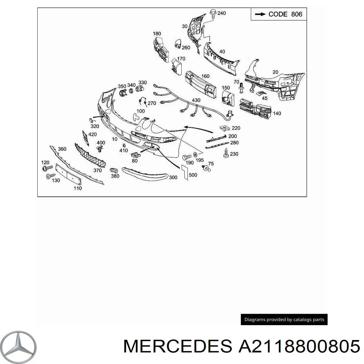 Купити A2118800805 Mercedes Накладка форсунки омивача фари передньої