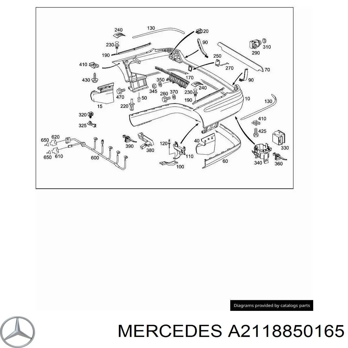 A2118850165 Mercedes Кронштейн бампера заднього, центральний