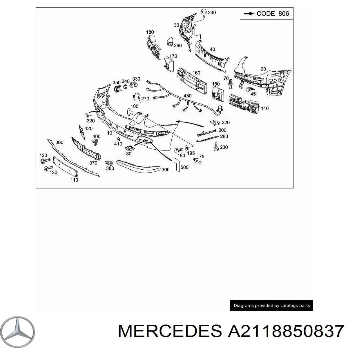 A2118850837 Mercedes Наповнювач бампера переднього