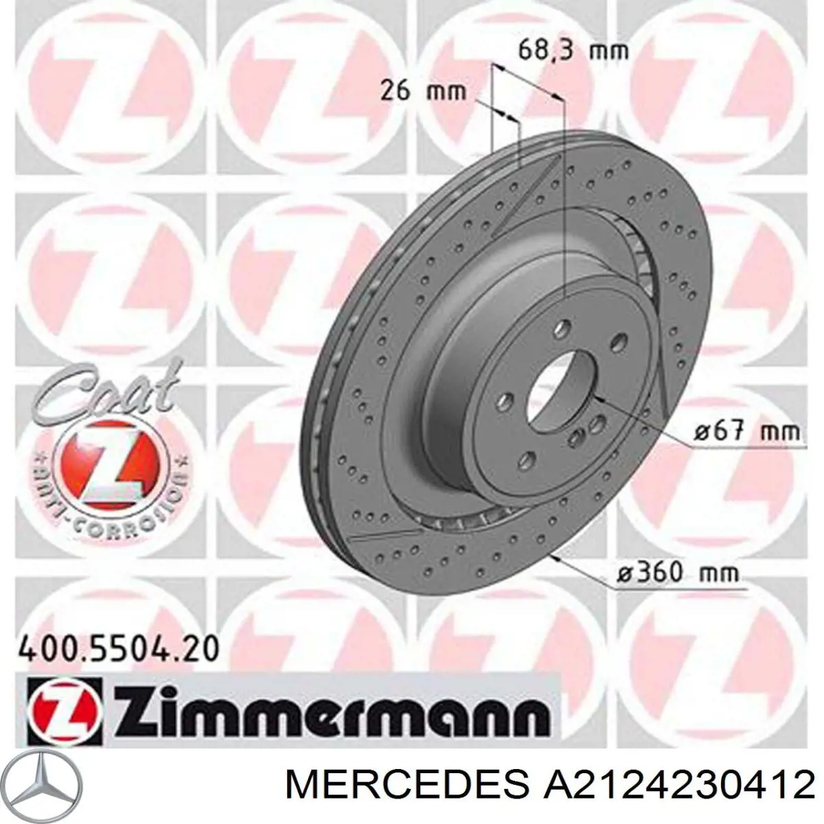 Задні дискові гальма Mercedes A2124230412 ціна, від 136.80 USD