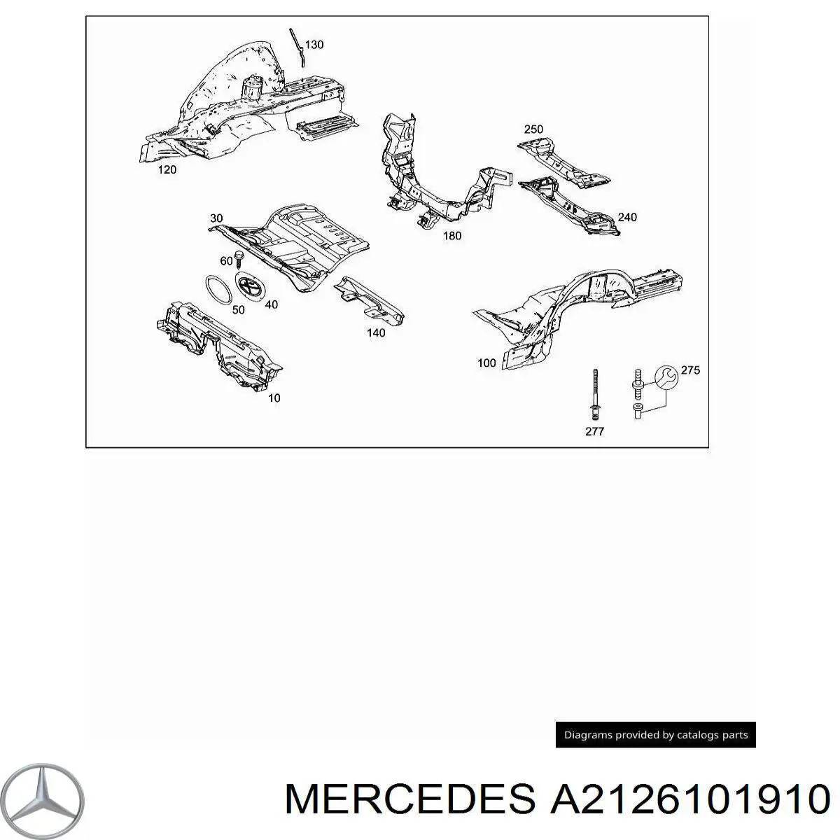 Лонжерон рами задній, лівий Mercedes A2126101910 ціна, від 316.73 USD