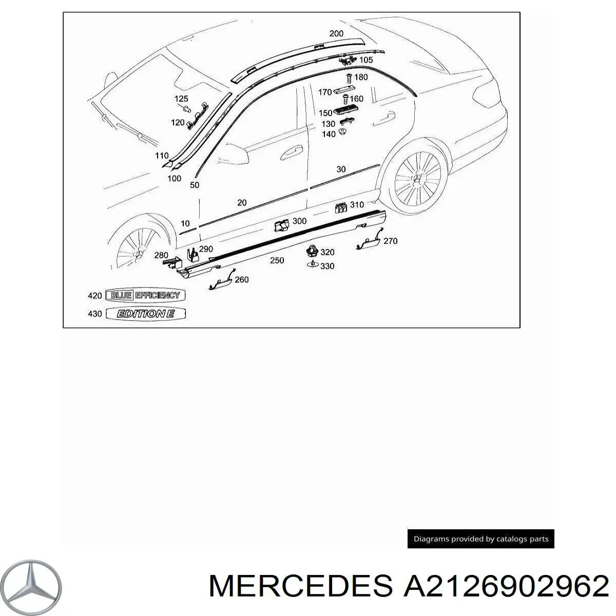 Молдинг задніх лівих дверей A2126902962 Mercedes