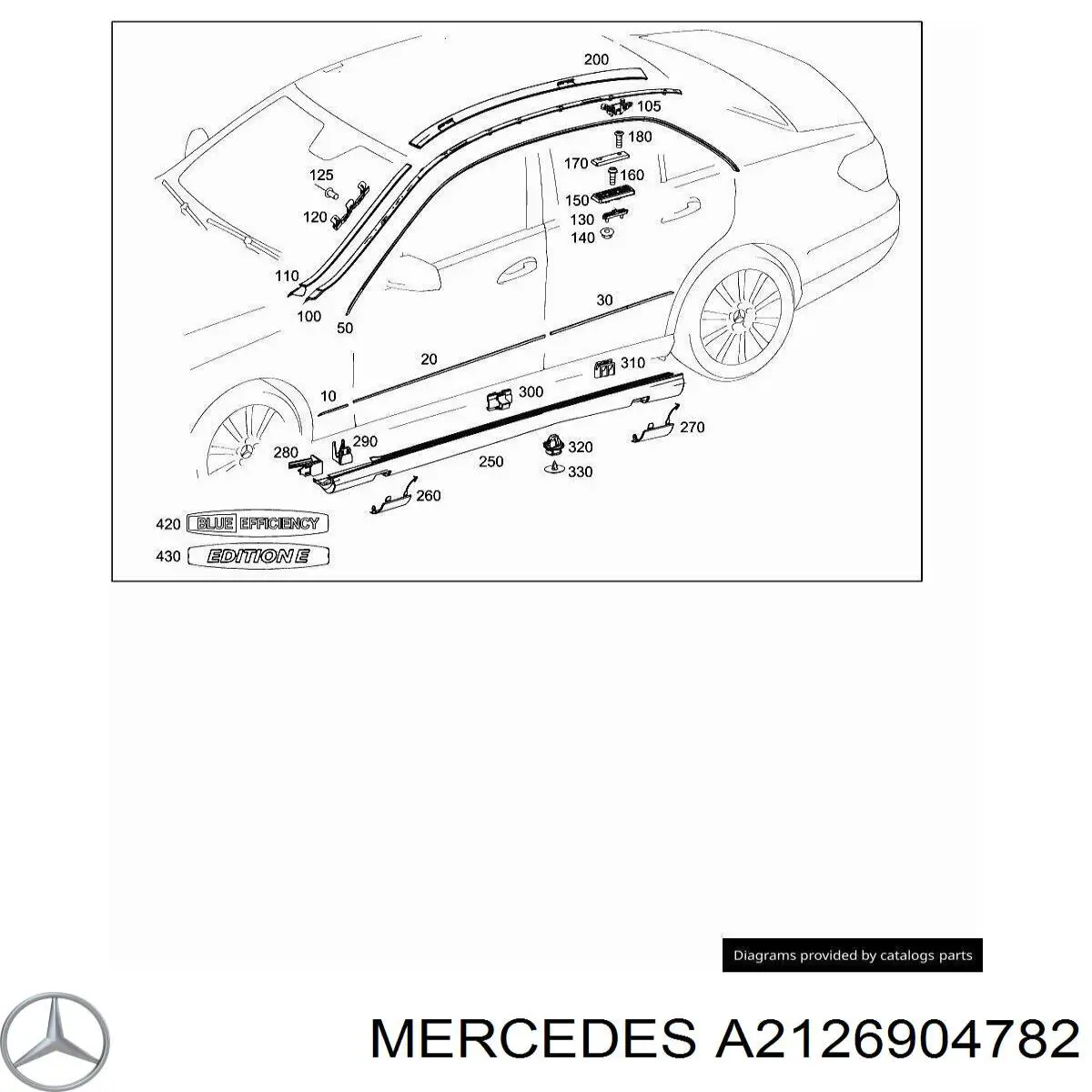 Купити A2126904782 Mercedes Молдинг задніх лівих дверей