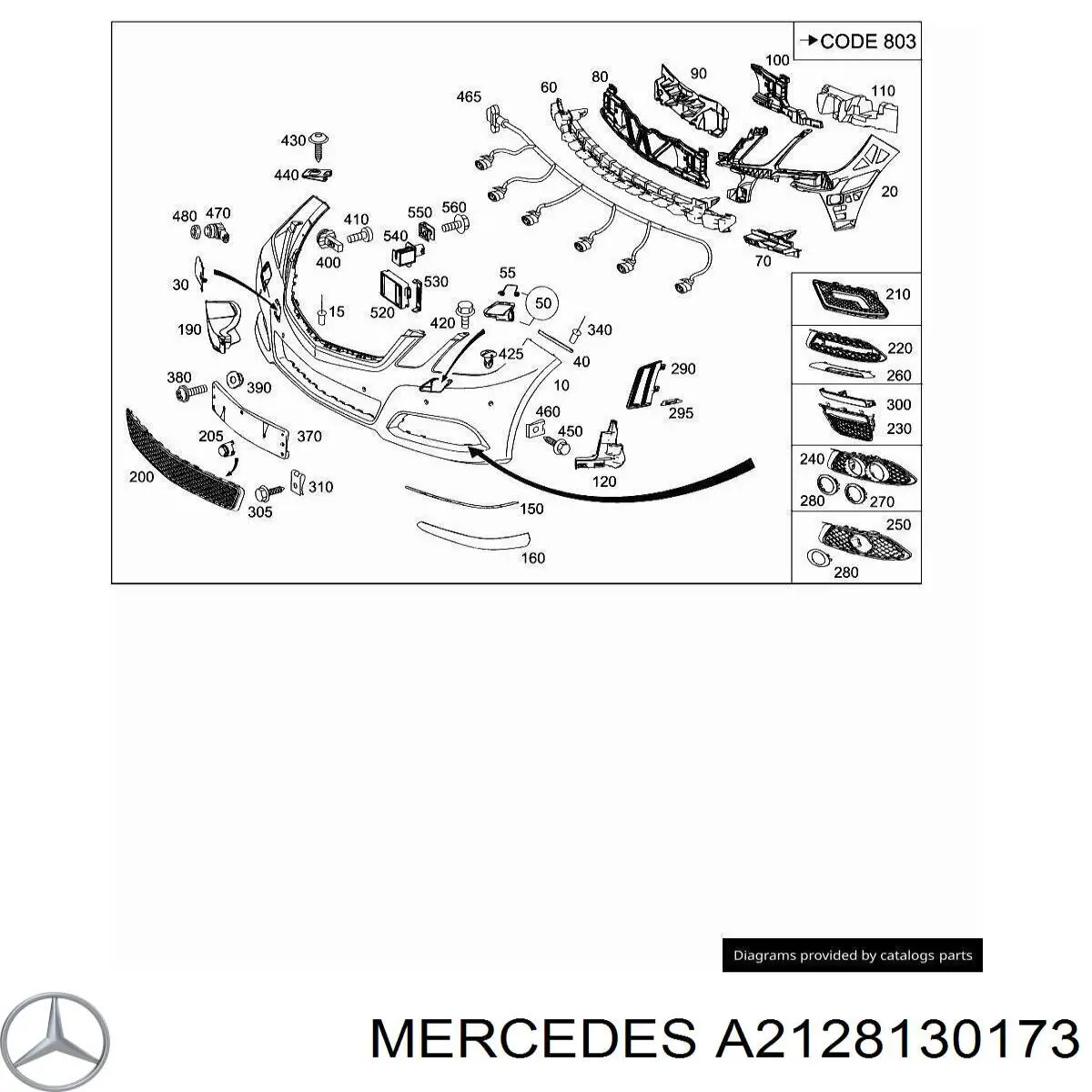 2128130173 Mercedes ободок/окантовка фари протитуманної, лівий