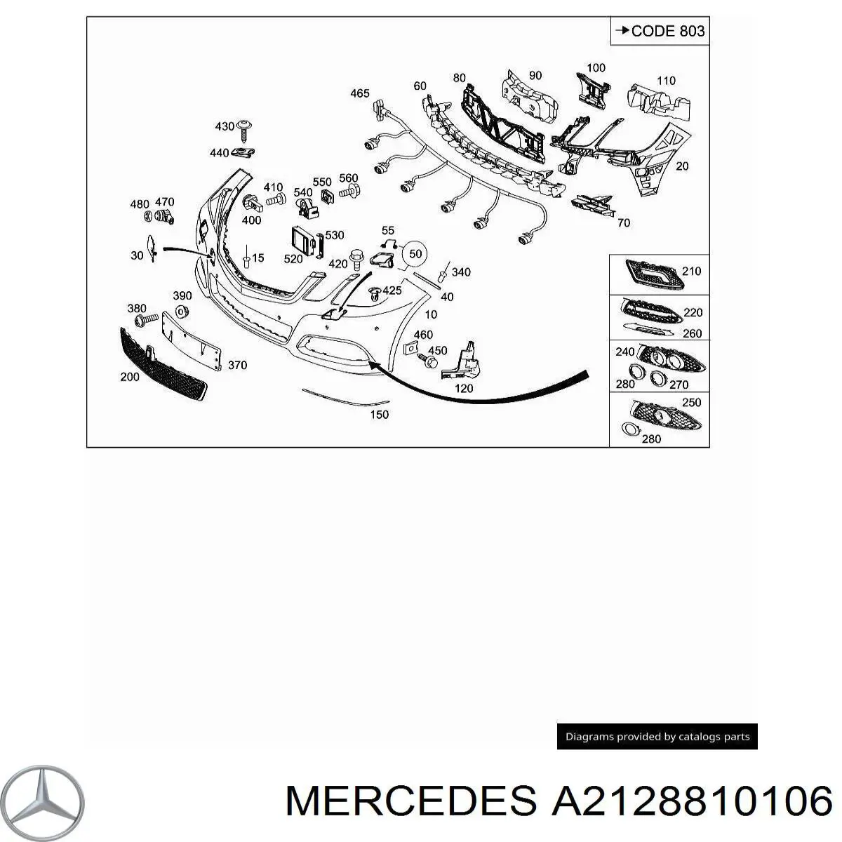 Направляюча переднього бампера, ліва Mercedes A2128810106 ціна, від 6.39 USD