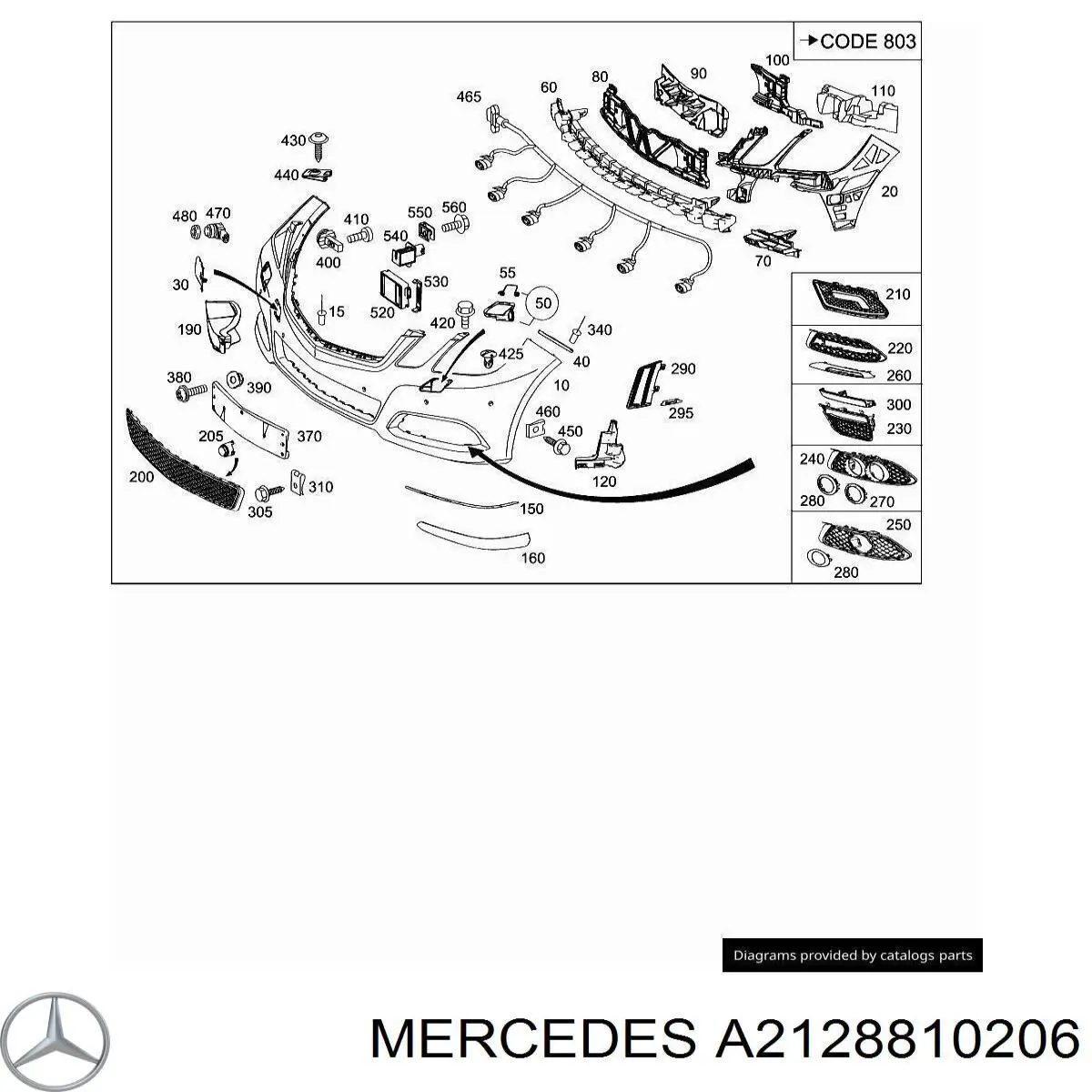 Направляюча переднього бампера, права Mercedes A2128810206 ціна, від 9.15 USD