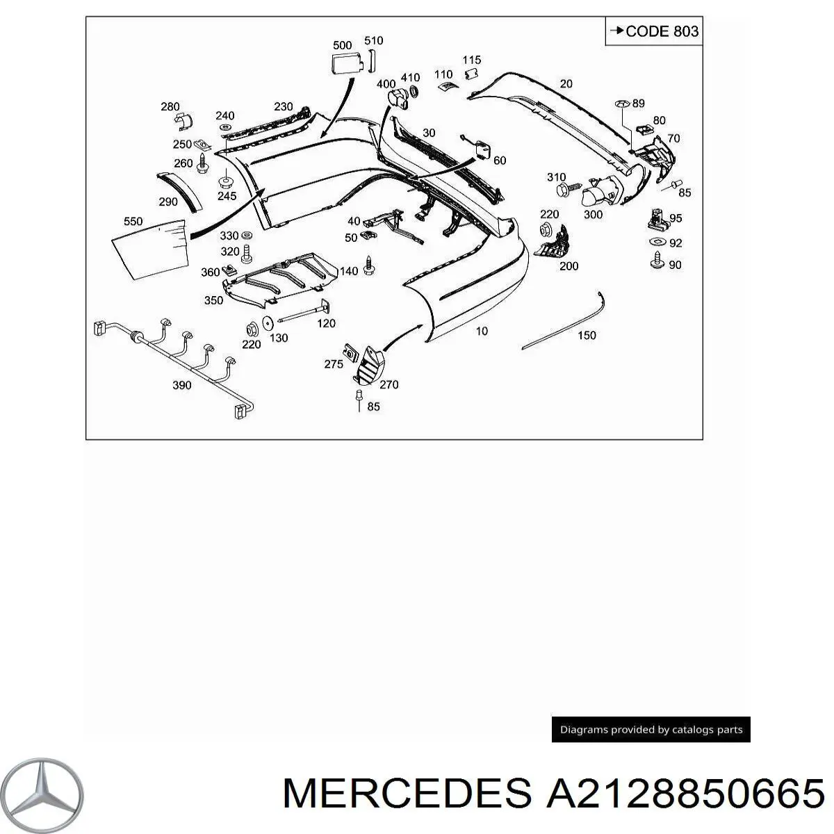 Кронштейн бампера заднього, центральний Mercedes A2128850665 ціна, від 14.11 USD