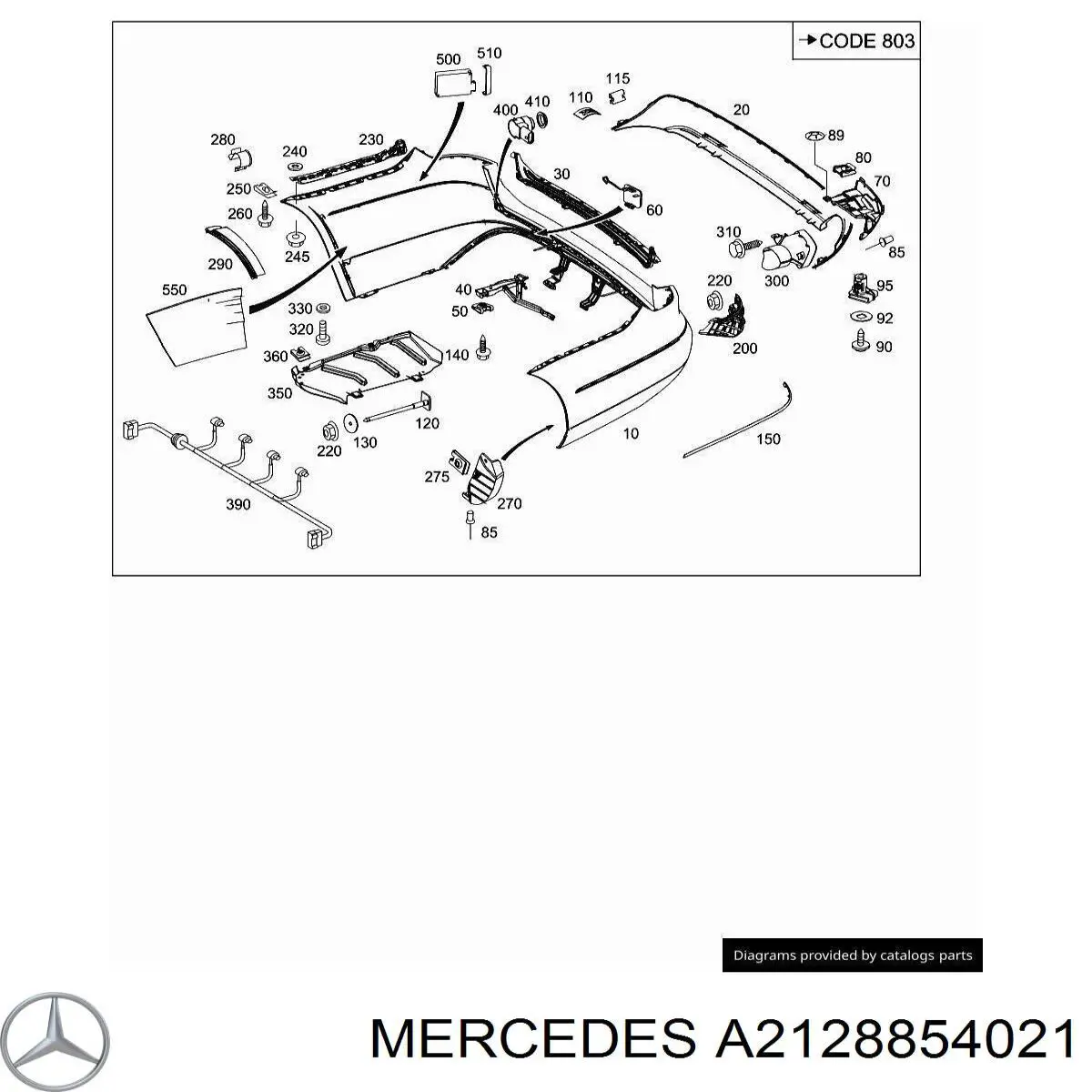 A2128854021 Mercedes Молдинг заднього бампера, центральний