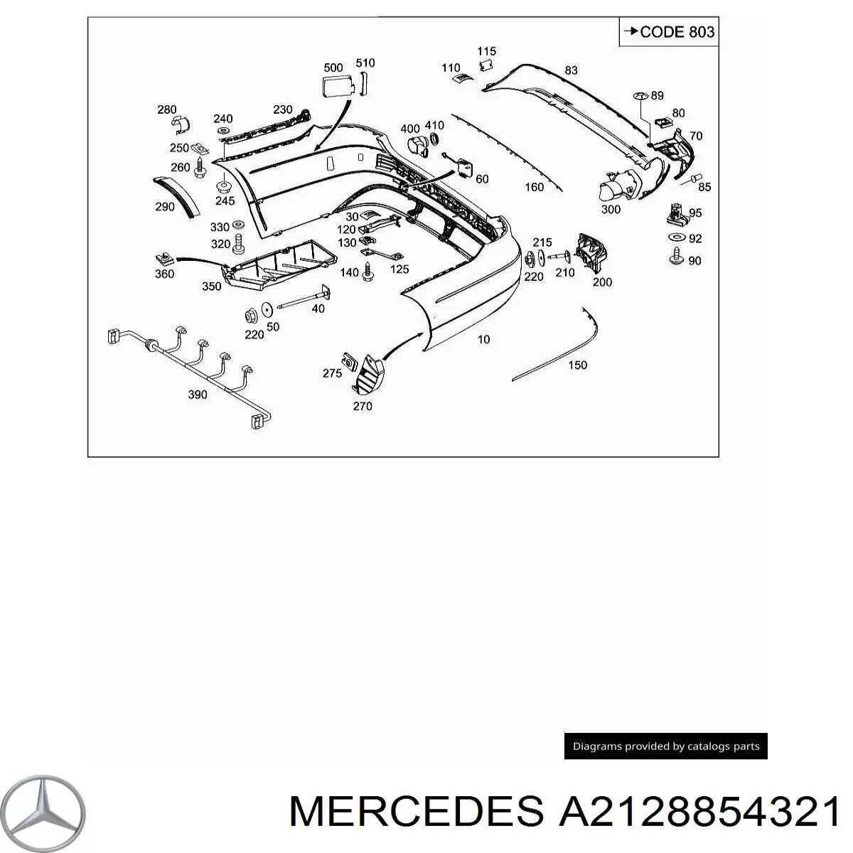 Молдинг заднього бампера, центральний Mercedes A2128854321 ціна, від 135.55 USD