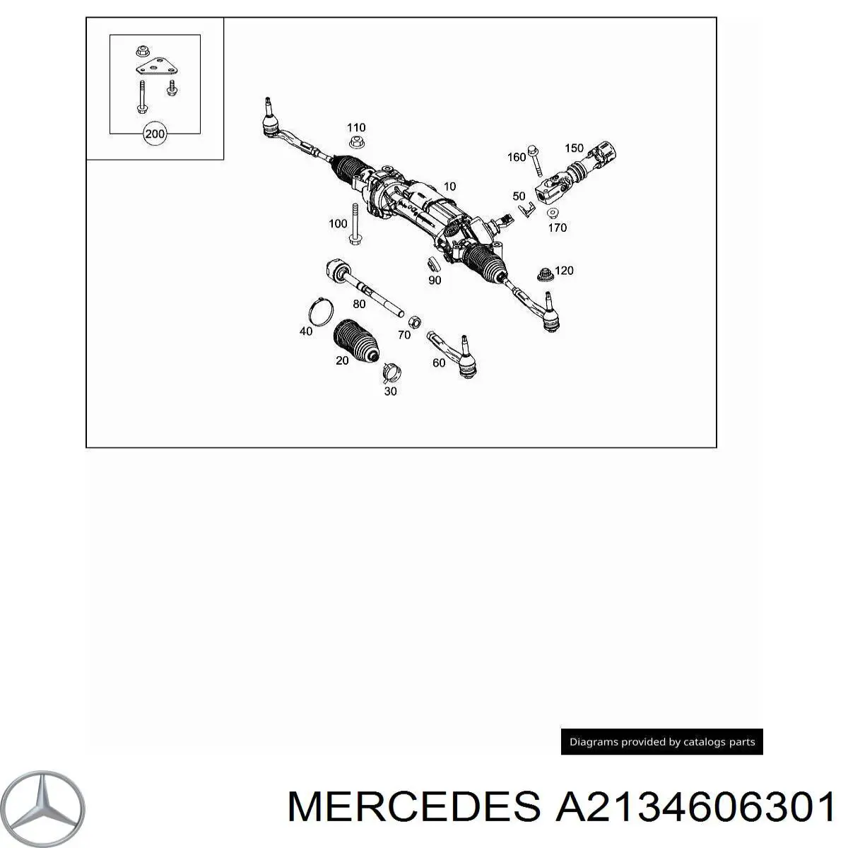 A2134606301 Mercedes Рейковий рульовий механізм
