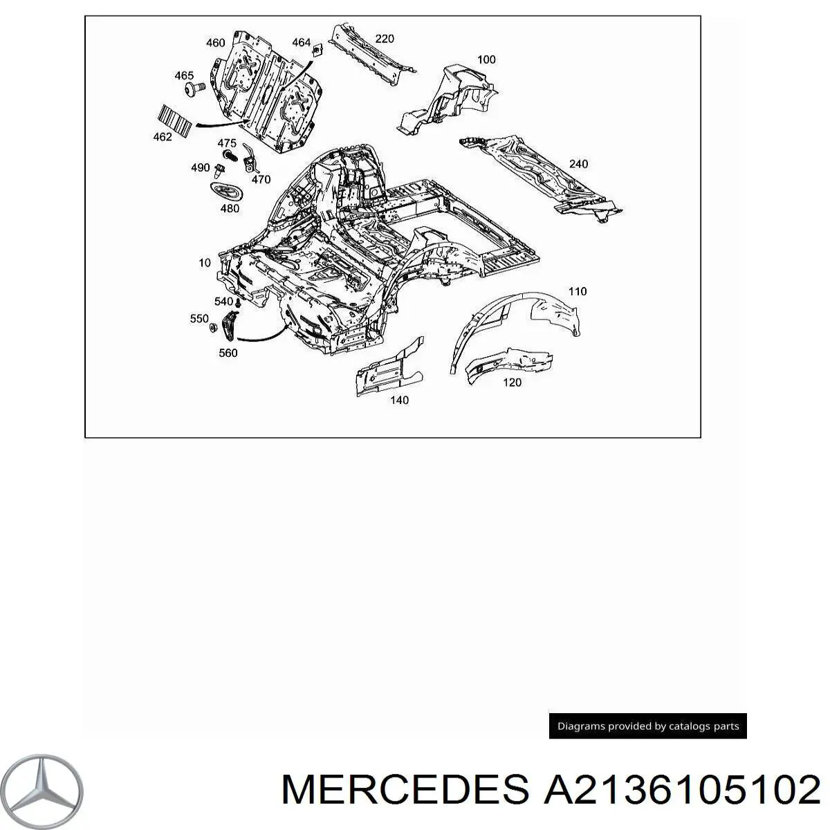 Арка крила заднього лівого Mercedes A2136105102 ціна, від 449.72 USD