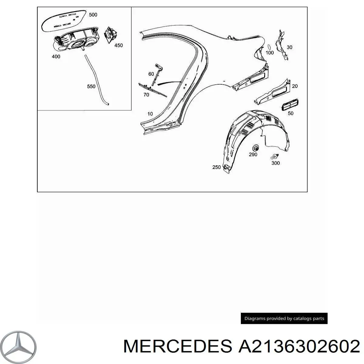 Бічна частина задні праві Mercedes A2136302602 ціна, від 760.12 USD