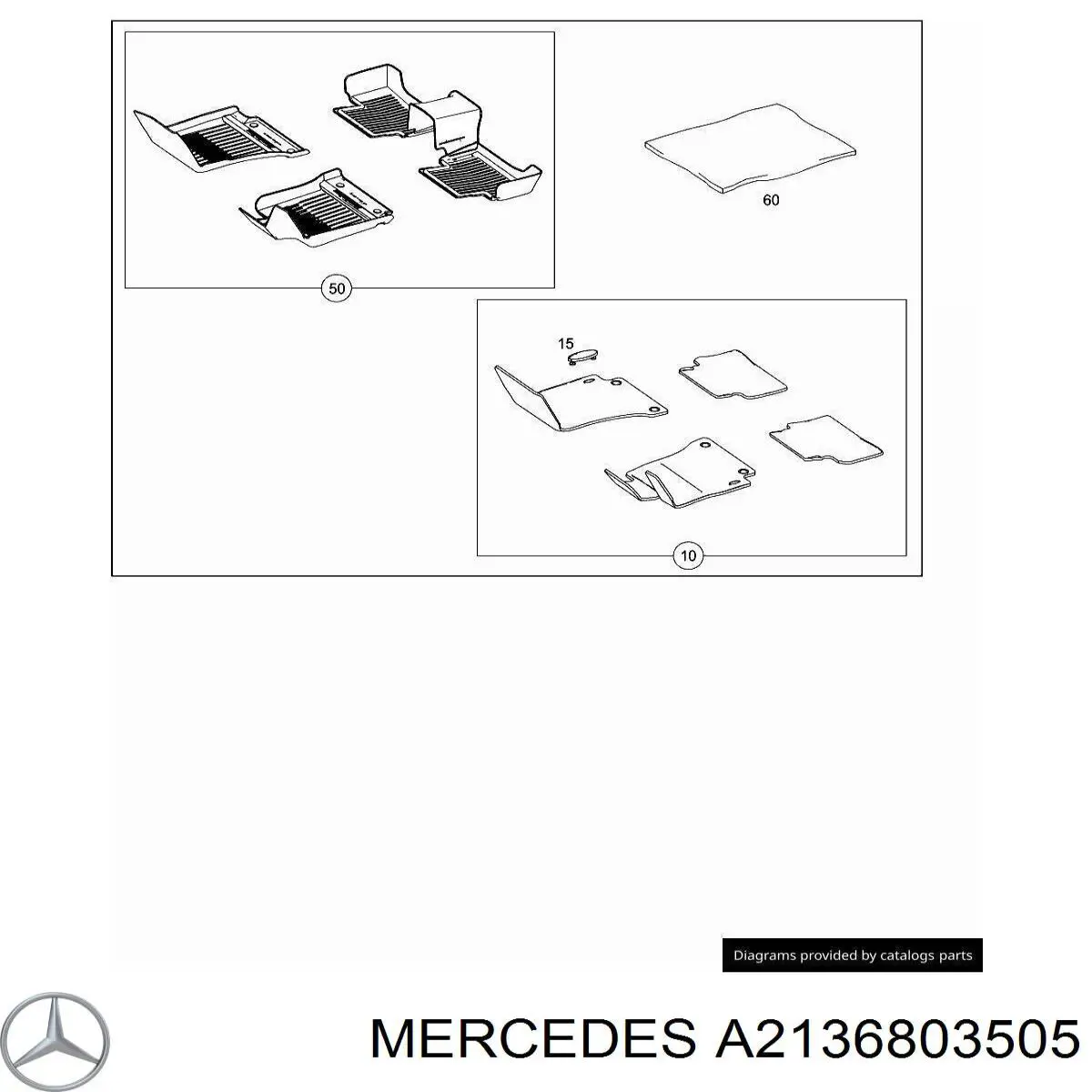 A2136803505 Mercedes килимок передні + задні, комплект на авто