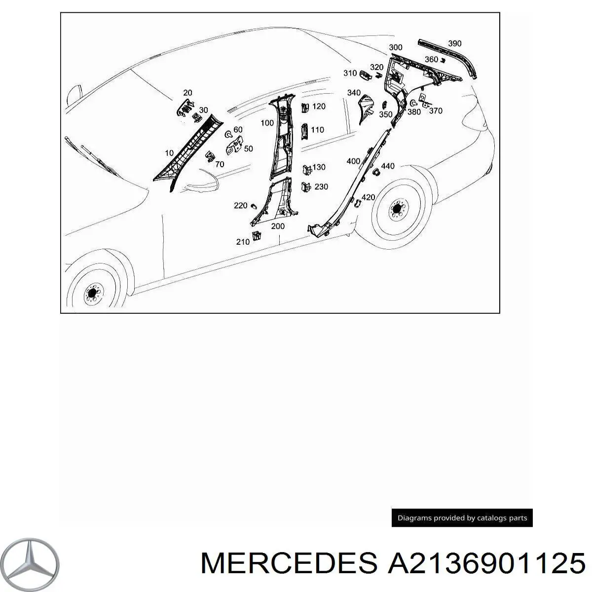 A2136901125 Mercedes Обшивка стійки кузова внутрішньої, середня нижня ліва