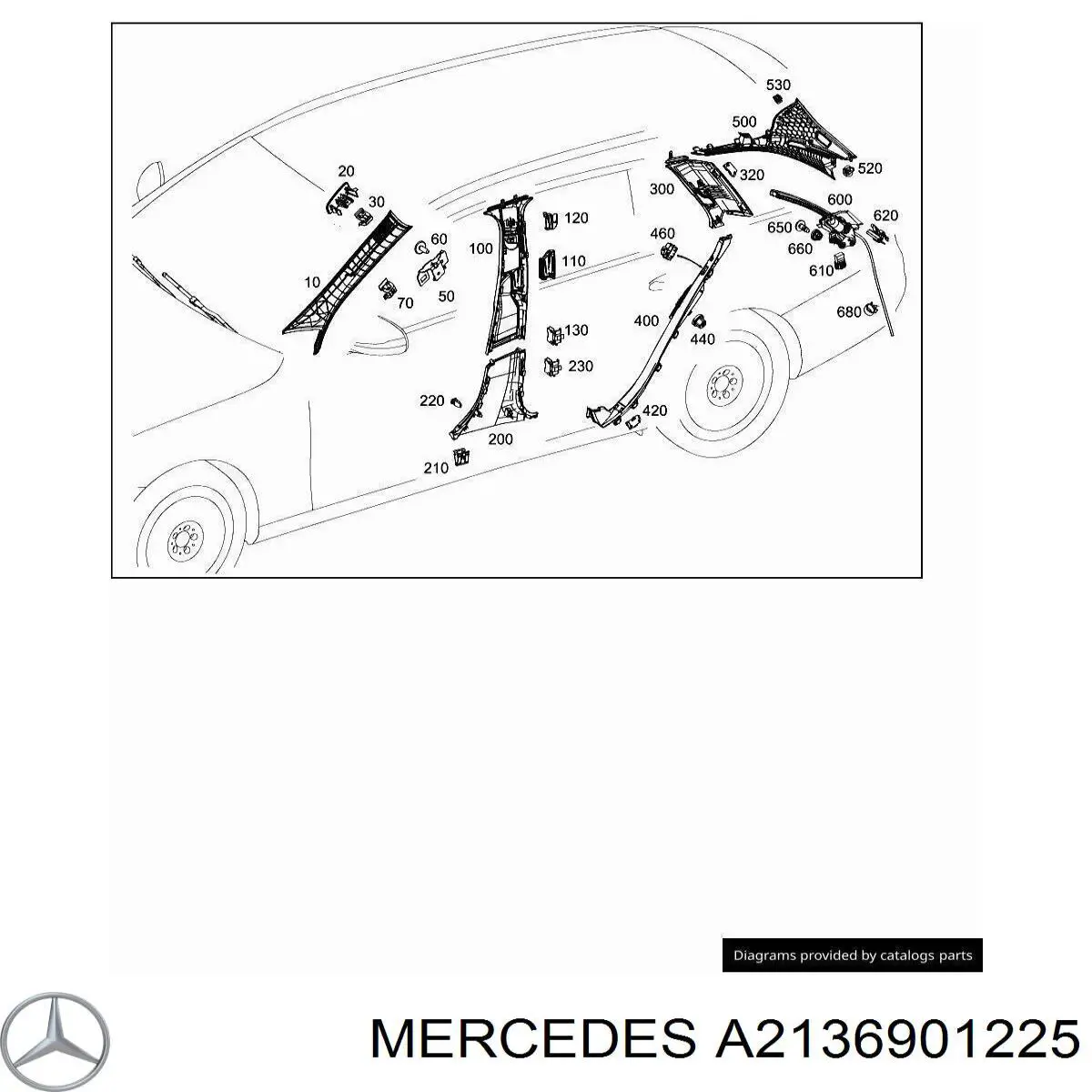 Обшивка стійки кузова внутрішньої, середня нижня права Mercedes A2136901225 ціна, від 19.00 USD