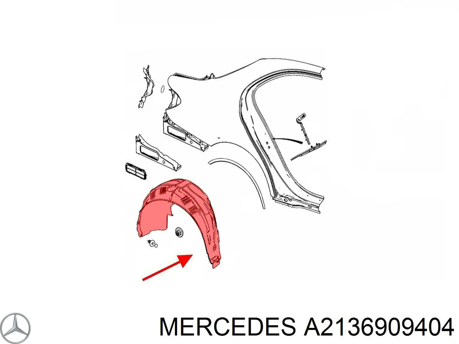 Купити A2136909404 Mercedes Підкрилок заднього крила, правий