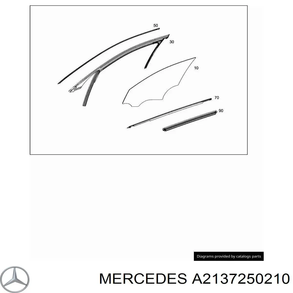 Купити A2137250210 Mercedes Скло передніх дверей, правою