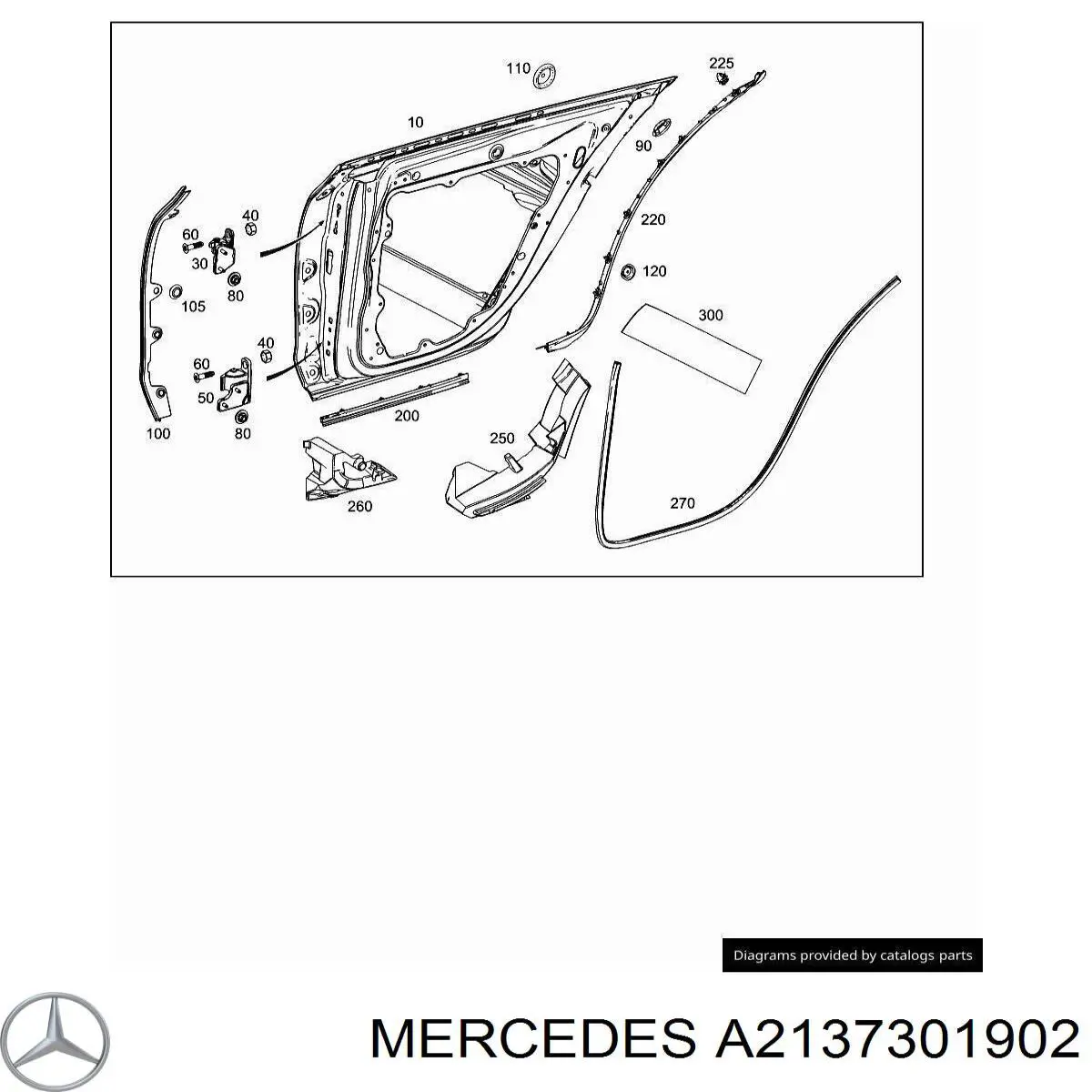 Завіса дверей задніх лівих Mercedes A2137301902 ціна, від 24.83 USD