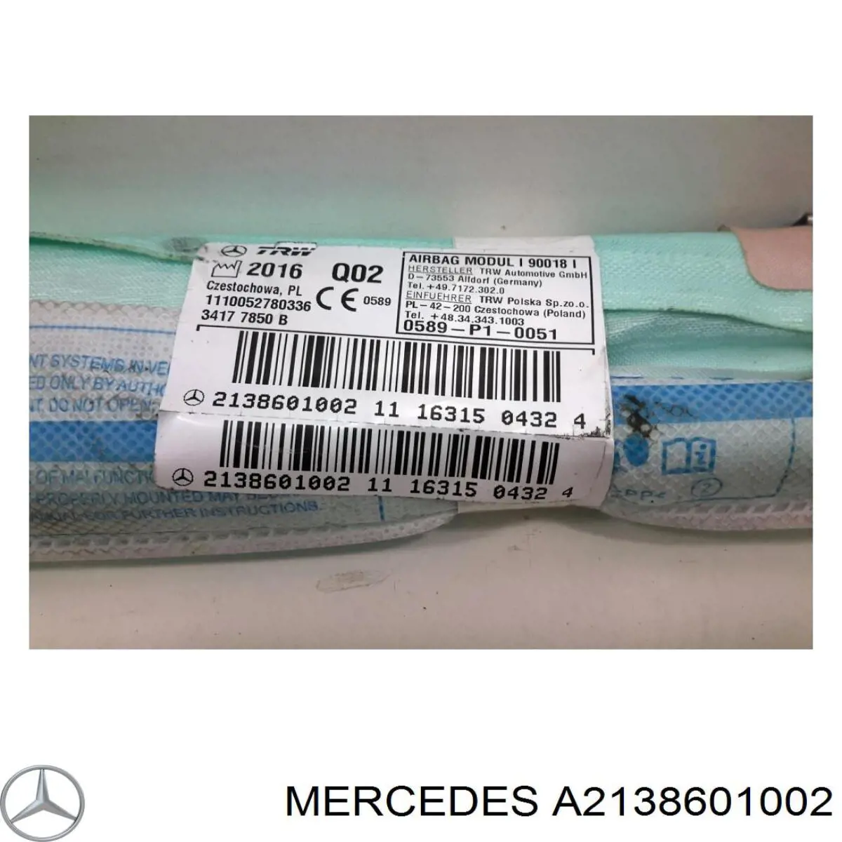 Купити A2138601002 Mercedes Подушка безпеки, бічна, права, AIRBAG