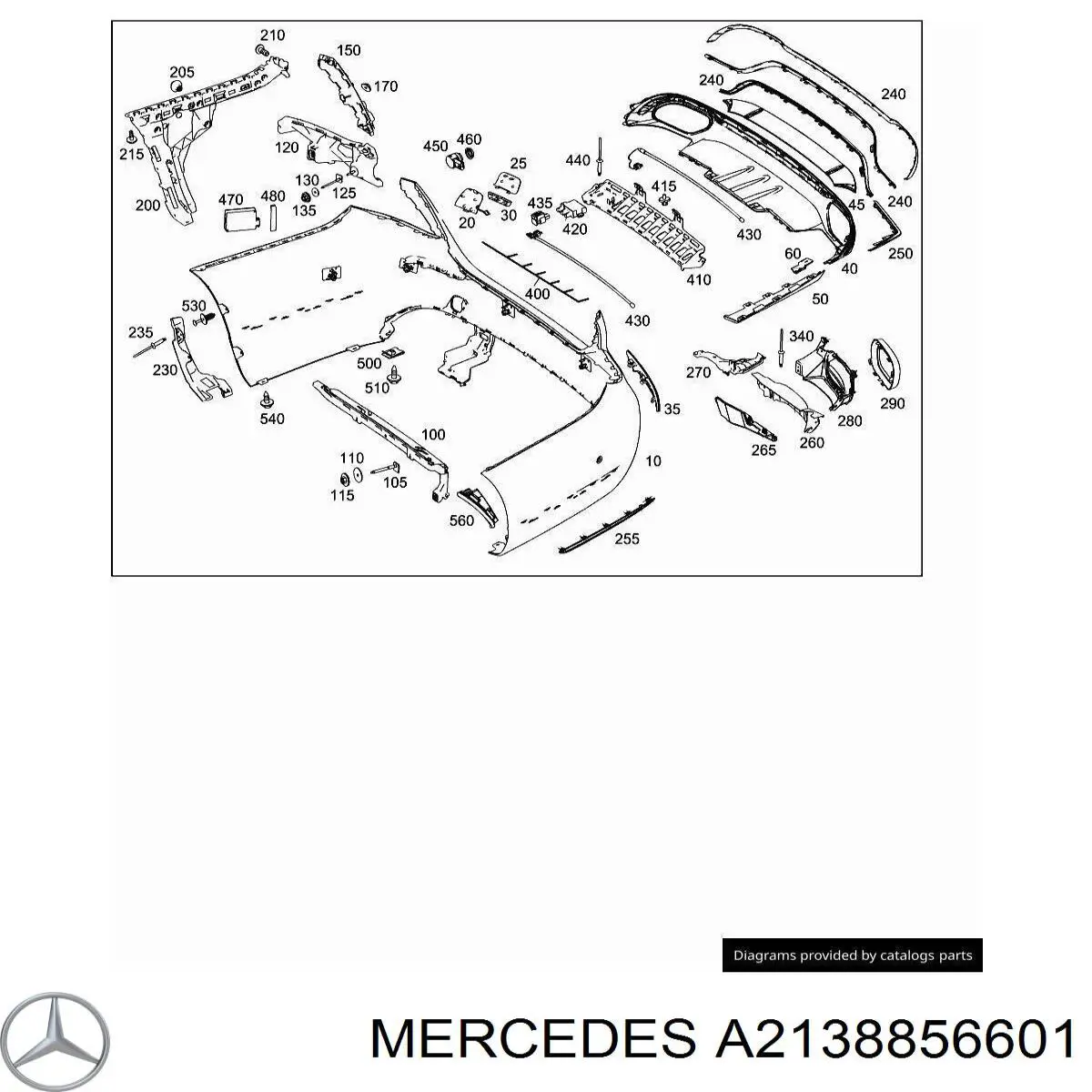 A2138856601 Mercedes молдинг заднього бампера, центральний