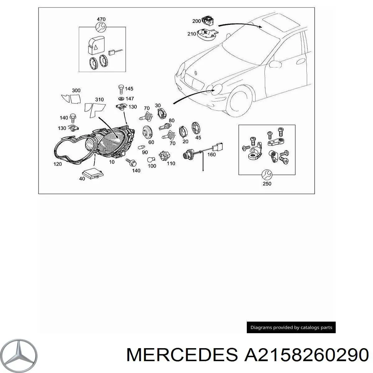 Скло протитуманной фари, правої Mercedes A2158260290 ціна, від 20.96 USD