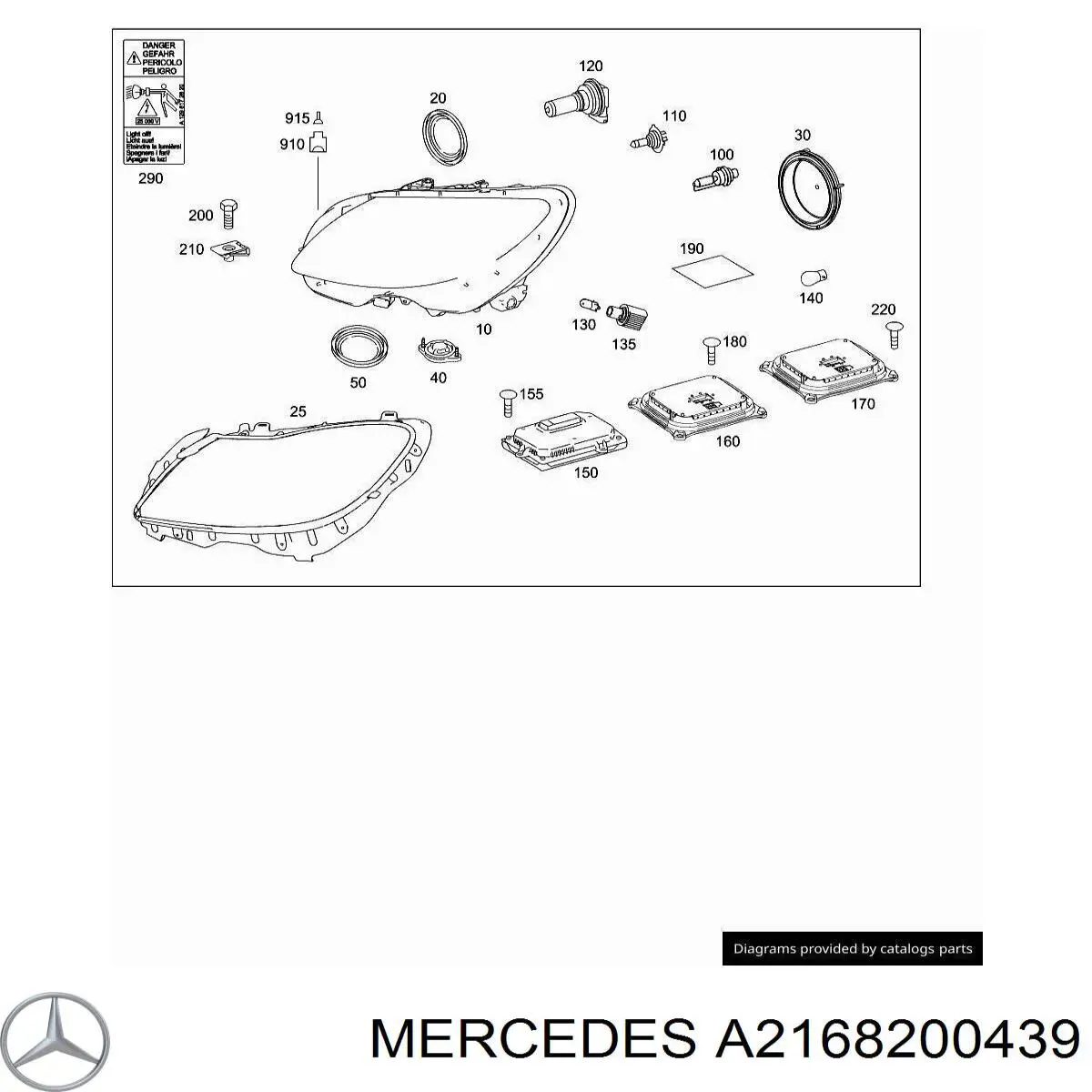 Фара правая Mercedes A2168200439 ціна, від 1296.71 USD